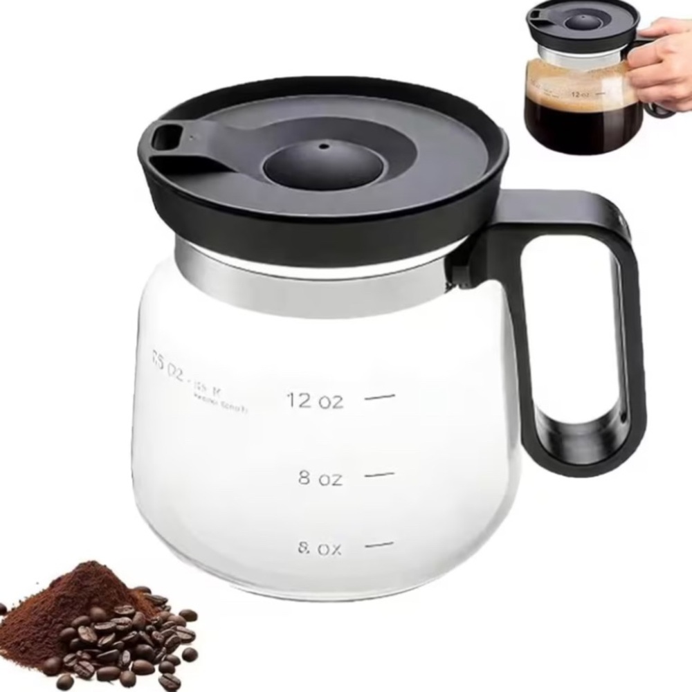 Black Glass Coffee Carafe with Pour-Over Lid